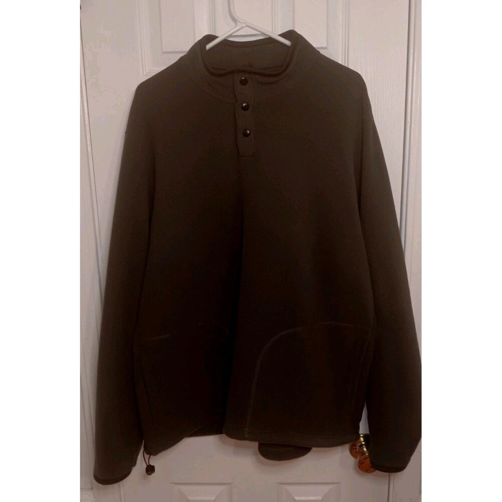 Old Navy Men's Pullover Fleece Dark Green XXL Snap Button Mock Neck